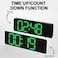 6629 13 Inch Multifunctional LED Living Room Large Screen Wall Clock - White Shell Green Light