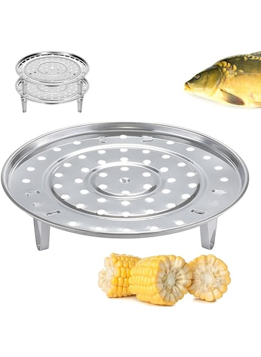 2PCS Steamer Basket, 8.5Inch/22CM Stainless Steel Food Steamer Rack with Removable Stand for Steamer Cooking, Instant Pot Steamer Basket for Vegetables Dumplings and Seafood