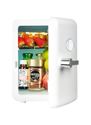 INGUNAR Mini Fridge, 4 Liter/6 Can Portable Mini Fridge, AC/DC Portable Thermoelectric Cooler and Warmer Compact Fridge for Food, Drinks, Skincare,Milk, Travel, and Car (D)