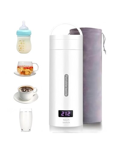 AIRFULAE Travel Electric Kettle Small Portable Electric Kettle, 500ML Tea Kettle with 4 Variable Presets, 304 Stainless Steel Travel Water Boiler, Auto Shut-Off &amp; Boil Dry Protection, BPA Free (WHITE)
