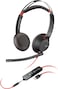 Poly Blackwire 5220 Stereo USB-C Headset with 3.5mm Plug + USB-C &amp; USB-A Adapter Connectivity - Black