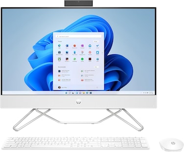HP All-In-One Desktop 24 With 23.8" FHD Display -Intel Core i3-1215U Processor, Intel UHD Graphics, 8GB DDR4 RAM, 512GB NVMe SSD, HP 225 USB White Wired Keyboard &amp; Mouse, Windows 11, Starry White