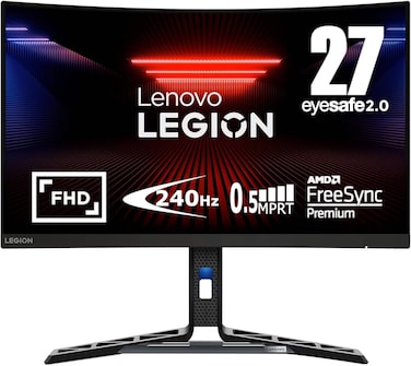 Lenovo Legion R27fc-30 Gaming Curved Monitor, 27-inch FHD Display, 1500R Curvature, FreeSync, Adaptive Sync &amp; G-Sync Compatible, Raven Black- 67B6GAC1AE