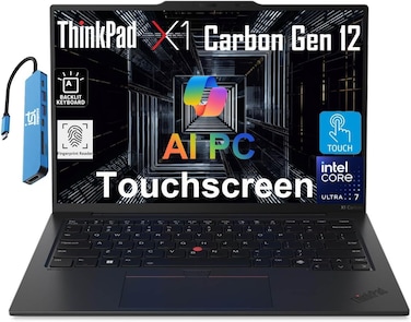 Lenovo Gen 12 ThinkPad X1 Carbon (14" FHD+ Touchscreen, Intel Core Ultra 7 165U vPro, 32GB / 1TB SSD), AI PC, Backlit, FP, IST Hub, 1080p Webcam, Win 11 Pro w/AI Copilot, Black, International Version