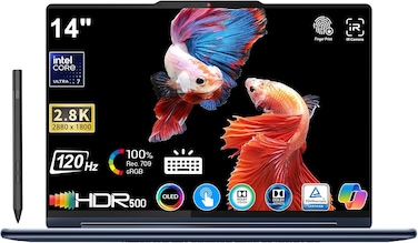 Lenovo Yoga 9i AI 2-in-1 Laptop 14" 2.8K OLED 120 Hz 400Nits HDR 500 Touchscreen 16-Core Ultra 7-155H (Beats i7-13620H) Backlit KB FP Reader Thunderbolt4 Win11 W/Active Pen &amp; Sleeve(16GB RAM 2TB SSD)