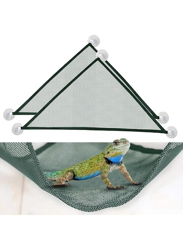 2 Pcs Bearded Dragon Lizard Hammock, Geckos Hammock, Breathable Mesh Reptile Hammock, Suitable for Large &amp; Small Bearded Dragons Anole Geckos Lizards or Snakes(Green)