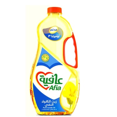 عافية زيت الكانولا النقي ، مُدعّم بفيتامين E، زجاجة سعة 1.5 لتر
