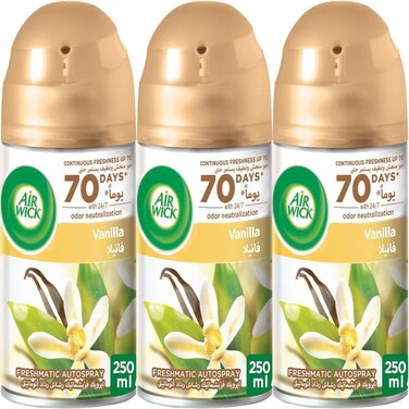 Air Wick Automatic Air Freshener Spray Refill, Vanilla Scent, 250ml Pack of 3