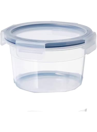 IKEA365+ Polypropylene Leak proof Microwave Safe round-shaped Food Container with Lid - 750ml, Transparent.