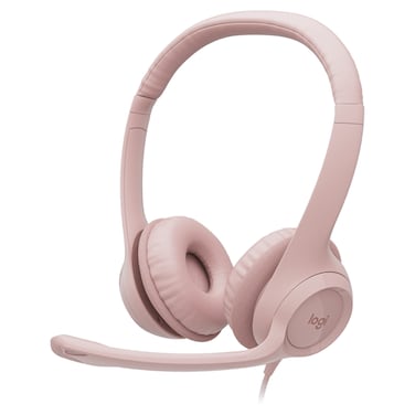 Logitech H390 USB Wired Headset with Noise-Cancelling Microphone and In-Line Controls, Rose