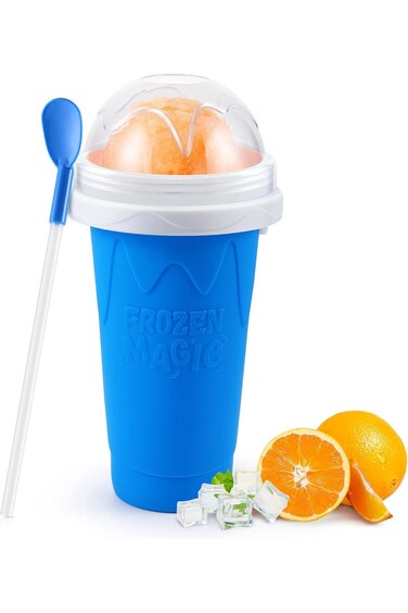 Slushie Maker Cup, TikTok Magic Quick Frozen Smoothies Cup, Double Layer Squeeze, Blue