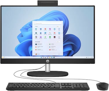 HP All-In-One 24-cr0126nh Desktop Computer, 24" FHD IPS Touch Display, Intel Core i7-1355U, 8GB RAM, 512GB SSD, Intel Iris Xe Graphics, Wired Eng Keyboard &amp; Mouse, Window 11, Jet Black   91H33EA