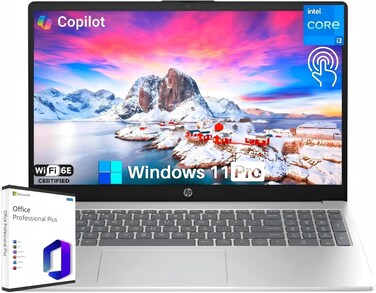 HP Flagship 15.6" Touchscreen Laptop, Free Lifetime Office 2024, Intel 6-Core i3-1215U up to 4.4GHz, 32 GB RAM, 1 TB SSD, UHD Graphics, Wi-Fi 6E, Up to 10+ Hrs Battery, HDMI, USB-C, Windows 11 Pro