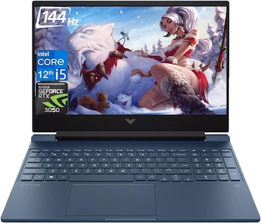 HP Victus 15.6 i5 Gaming Laptop, 15.6" FHD 1920*1080 144Hz, Intel Core i5-12450H, NVIDIA GeForce RTX 3050, 32GB RAM, 2TB SSD, Backlit KB, Touchpad, SD Card Reader, Webcam, HDMI, Wi-Fi 6, W11 H, Blue