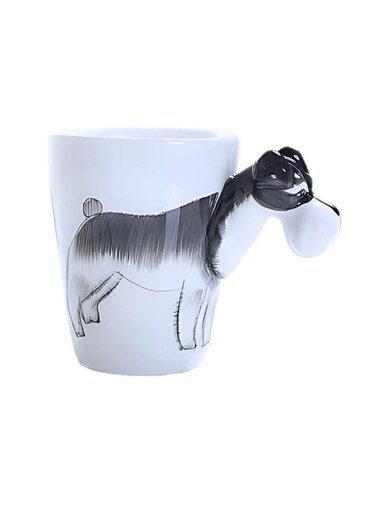 3D Schnauzer Dog Mug &acirc;&euro;&ldquo; Adorable Ceramic Coffee Cup with Sculpted Handle