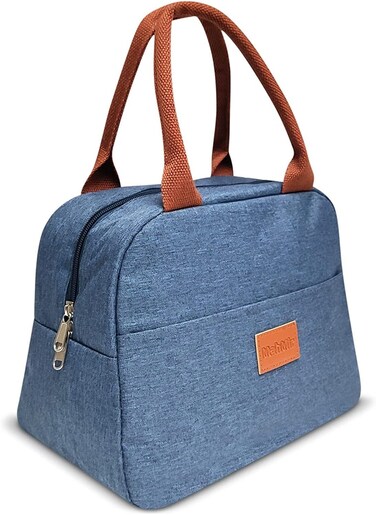 Insulated Lunch Bag for Men Women Kids with Strap Handles Wide Open Easy to Clean Insulated Lunch Bag Box for Office Work School Picnic Travel, Leakproof Thermal Cooler Insulated Lunch Blue