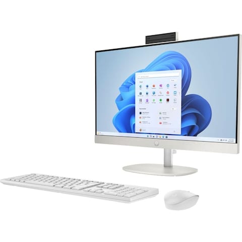 HP All-in-One (2023) Desktop &ndash; 13th Gen / Intel Core i7-1355U / 23.8inch FHD / 512GB SSD / 16GB RAM / Shared Intel Iris Xe Graphics / Windows 11 Home / English  Keyboard / Shell White