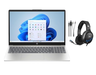 HP fd-0133wm 15.6" FHD IPS LED Display Laptop Intel Core i3- N305 16GB RAM, 512GB SSD, Webcam,  Win 11 Home, Silver, FingerPrint , Eng Keyboard  Altec Wired Gaming Headset