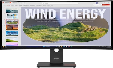 Lenovo ThinkVision T34WD-40 Monitor, 34" VA Display, WQHD Resolution, 120Hz Refresh Rate, 4ms (Extreme Mode) Response Time, 1500R Curvature, 16.7m Color Display, Black   64AEGAT1UK - T34WD-40
