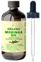 Premium Organic Cold-Pressed Moringa Oil, Unrefined &amp; Nutrient-Rich for Skin, Hair &amp; Body, Anti-Aging, Lightweight Face Oil, Natural Moisturizer 4 fl oz in Amber Glass Bottle