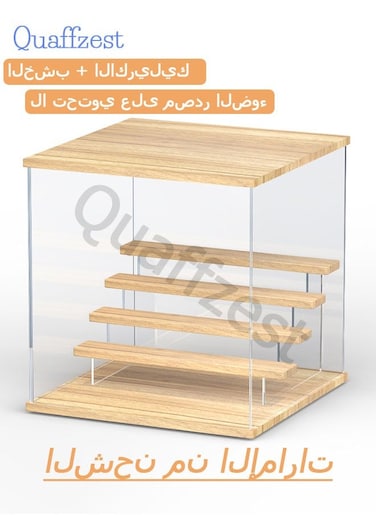 5Layer Transparent Acrylic Display Box with Wooden Top Base（without LED）