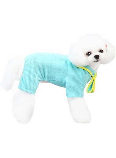 Dog Sweater Dog Clothes Autumn Winter Warm Sweat Shirt 4 Legs Jumpsuit Pajamas with Ribbon Simple Sweater for Small Dog Medium Dog Cat (Green, XL)