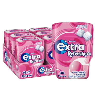 Wrigley's Extra Gum Refreshers Bubblemint, Sugar Free Chewing Gum Pack of 6x30 Pieces