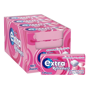 علك إكسترا المنعشة بنكهة البابلز والنعناع ، خالية من السكر، عبوة من 16 × 7 قطع
