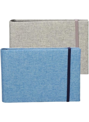 SYOSI 2Pcs Small Photo Album 4X6, 100 Pockets Photo Book Linen Cover, Portable Picture Albums for Baby, Family, Wedding, Anniversary (Blue, Gray)