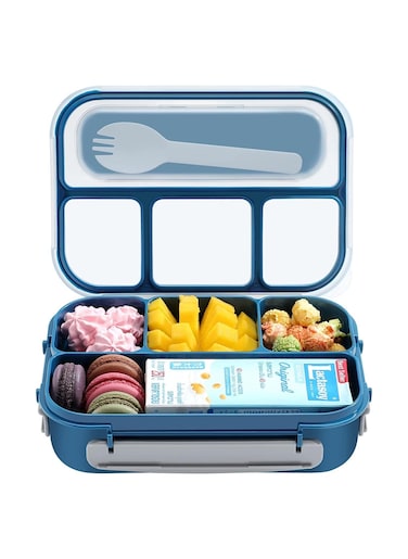 Lunch Box for Adults and Kids 4 Compartment Lunch Box with Fork - Durable Perfect Size - Leak-Proof - Reusable - BPA Free and Freezer Safe Food Containers