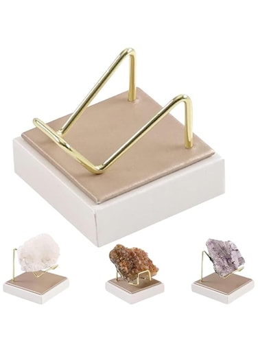 NALACAL Display Holder with Base for Crystal Sphere Fossil Mineral，Brass Display Stand Rock Display Holder for Agate Slice Collectibles