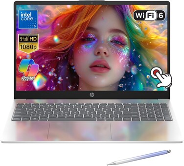 HP 15.6" Touchscreen Laptop &ndash; FHD 1080p IPS Display - Intel Core 5 Processor - Wi-Fi 6 - Webcam - Windows 11 Home Copilot &ndash; w/Stylus (16GB RAM   512GB PCIe SSD)
