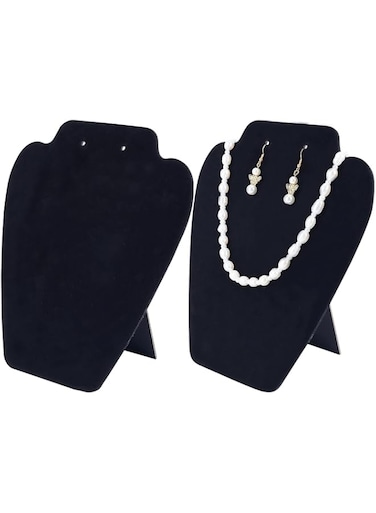 Azonee Velvet Jewelry Necklace Display Stand, 2Pcs Black Earring Pendant Holder 3D Jewelry Chain Organizer Mannequin Model Display Stand Small Combination Necklace Holder