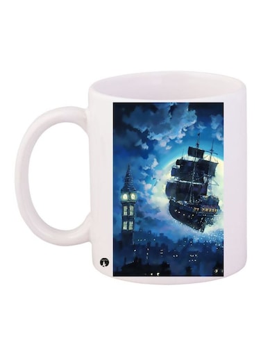 Ship Printed Coffee Mug White/Blue/Black