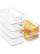 STAYOUNG 4 PCS Stackable Fridge Organizers - Storage Set With Handles, Ideal for Kitchen Cupboard Pantry Refrigerator Freezer, Clear Baskets Container Box, BPA Free