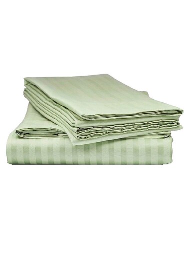 Cotton Single Striped Fitted Elastic Pack of 2 Bedsheet 90x190+15cm