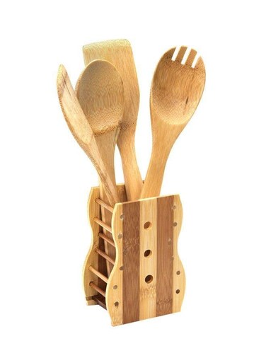 Spatula And Tuner Set With Holder Brown