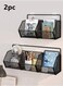 2-Piece Wall Mounts Storage Rack Bedroom Kitchen Bathroom Organizer Carbon Steel Black 36x15x16 and 24x15x16 cm