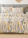 Home Queen size 6 pieces: 1 Duvet cover - 200*230cm. 1 Flat sheet - 230*250cm. 4 Pillow covers - 50*75cm. Yellow flowers design.