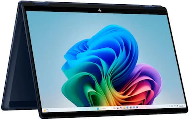 HP Omnibook X-flip FM0013DX Laptop, 14" 2K IPS LED Touchscreen Display, Intel Core Ultra 5 226V Processor, 16GB RAM, 512GB SSD, Win11, English keyboard, Silver, Atmospheric Blue, International Version