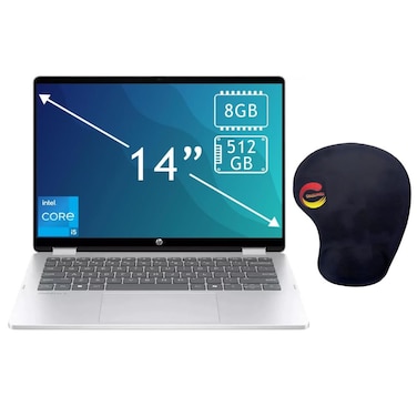 HP OmniBook 5 Flip 2-in-1 Laptop, 14&quot; 2K Touch-Screen Display, Intel Core 5 120U, 8GB RAM, 512GB SSD, Intel Graphics, Backlit Keyboard, Windows 11 Home, Glacier Silver
