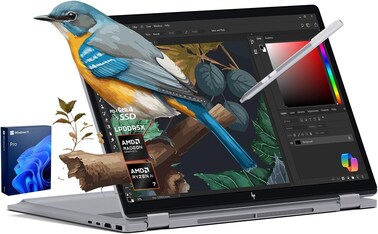 HP OmniBook X Flip 2-in-1 Copilot+ AI Laptop, 14" 2K Touchscreen, AMD Ryzen AI 7, 24GB RAM, 2TB SSD, Windows 11, Backlit Keyboard, Meteor Silver
