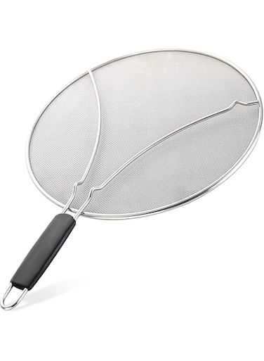 KASTWAVE Stainless Steel Grease Splatter Screen with Silicone Handle - 99% Oil Splash Guard for Frying Pan, Keeps Kitchen Clean and Safe