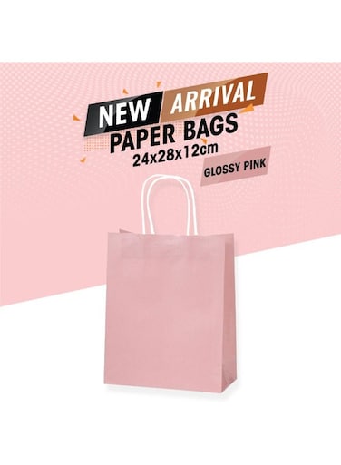 Packing Kraft Paper Bag Baby Pink 24x28x12cm Twisted Handle Paper Party Bags Hen Party Bags Kraft Paper Bag Bride Birthday Gift Bag Wedding Celebrations Bags for Party Favors - 50 Pieces.