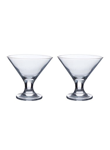 2-Piece Ice Cream Serving Bowls Set Clear 10centimeter