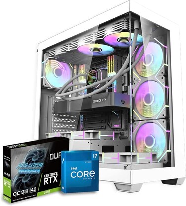كمبيوتر محطة عمل برايم اكس من فيرست ويف بمعالج انتل i7-14700K الجيل 14 وبطاقة رسومات RTX4060 8GB وW11 برو ونمذجة ثلاثية الابعاد وتحرير الفيديو والهندسة المعمارية (ابيض، ذاكرة RAM