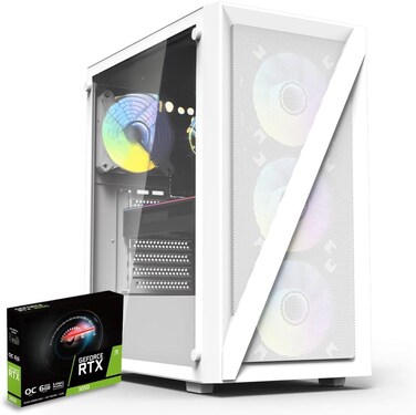 كمبيوتر العاب ايروبليد من فيرست ويف - انتل كور i5 الجيل 13، ذاكرة RAM DDR4 32GB، ذاكرة مستديمة SSD 512GB + 512GB ساتا SSD، انفيديا جيفورس RTX 3050 6GB - تبريد RGB، ويندوز 11 برو