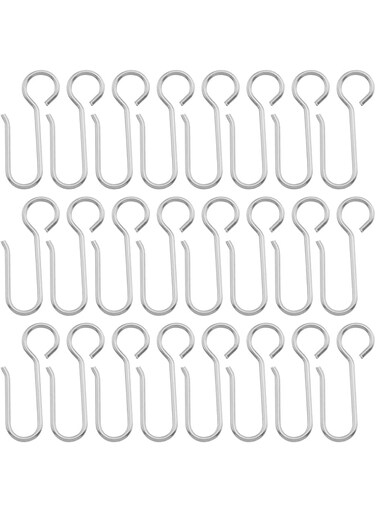 nalaina Curtain Track Hooks, 60PCS S Shaped Small Curtain Hooks, Stainless Steel Ceiling Curtain Track Hooks, Metal Drapery Curtain Rings Hanging Rings for Curtains and Rods (Silver)