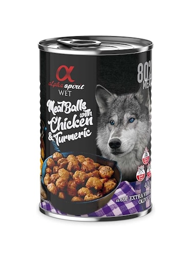 Alpha Spirit Meatballs with Chicken and Turmeric Pet Food, Brown, 400 Grams