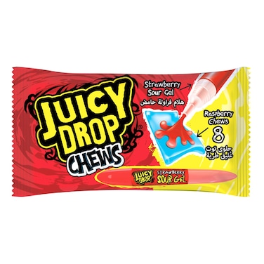 بازوكا جوسي دروب حلوى قابلة للمضغ بطعم توت العليق مع جل حامض بطعم الفراولة، 67 غرام